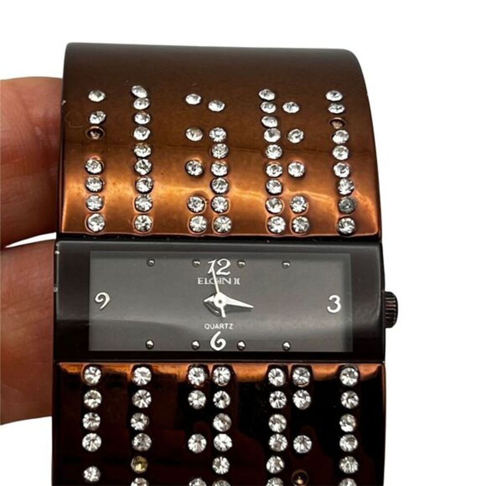 ELGIN II Women's Watch Bangle‎ Rhinestones Bracelet